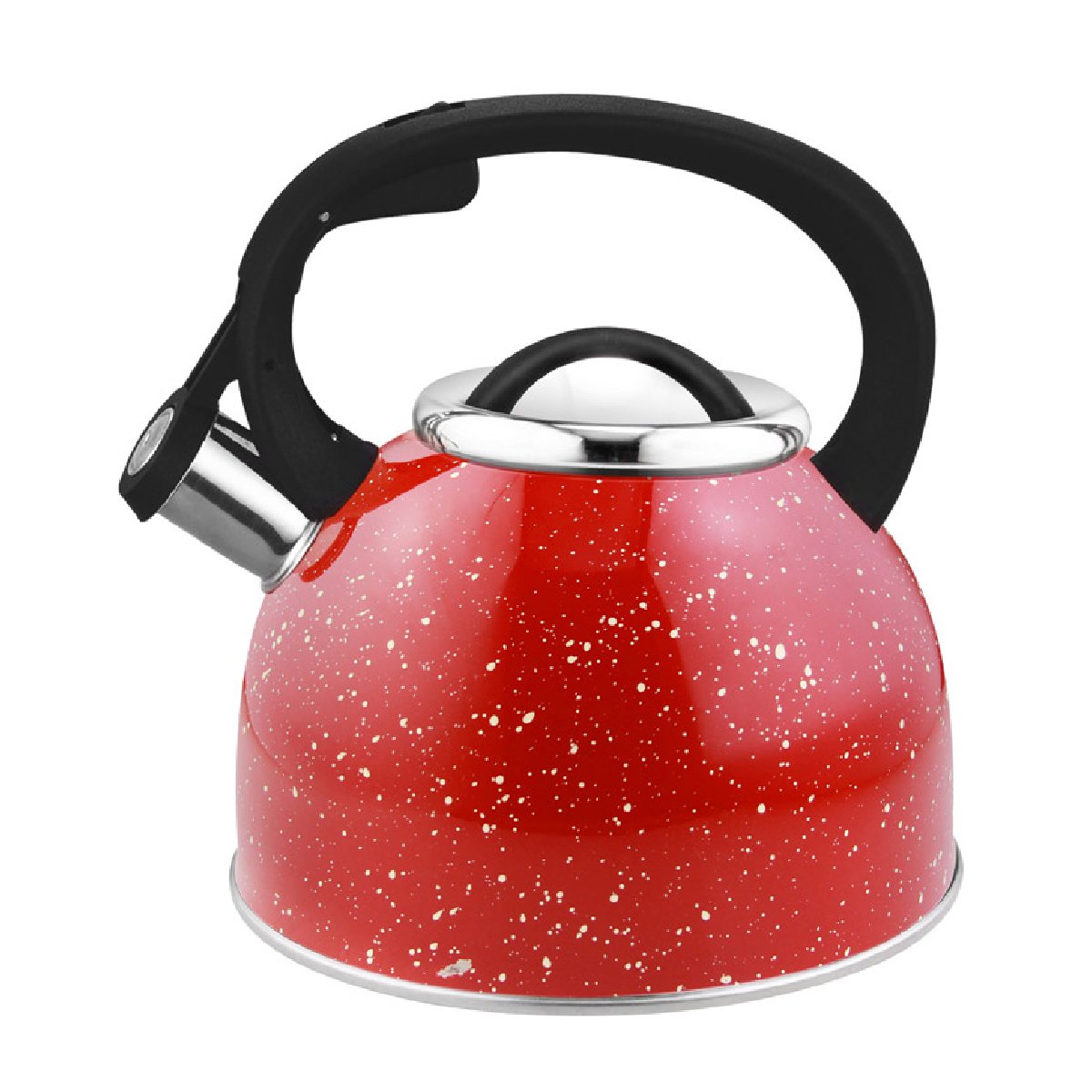 Чайник из нержавеющей стали со свистком Arte (красный с белыми точками) 2,5 л (005174)