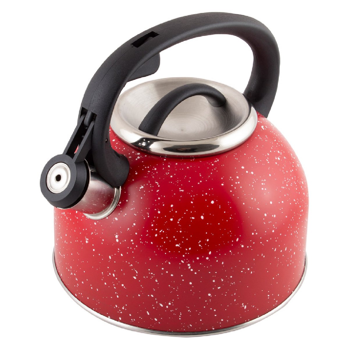 Чайник из нержавеющей стали со свистком Arte (красный с белыми точками) 2,5 л (005174)