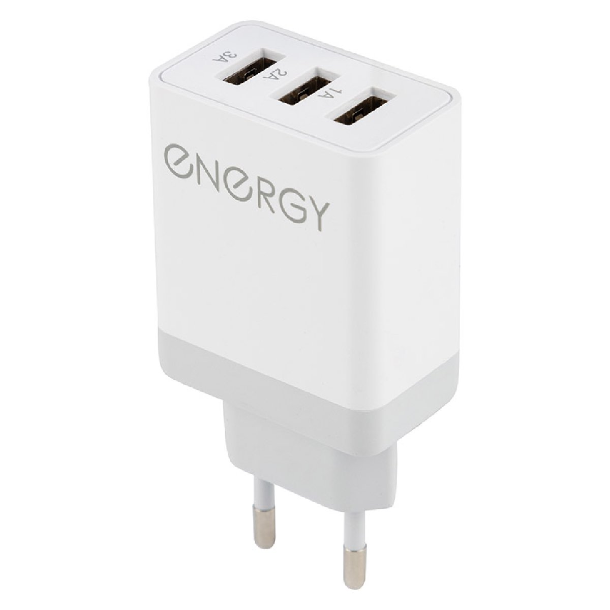 Сетевое зарядное устройство Energy ET-24, 3 USB, Q3.0 разъема, цвет-белый (100294)