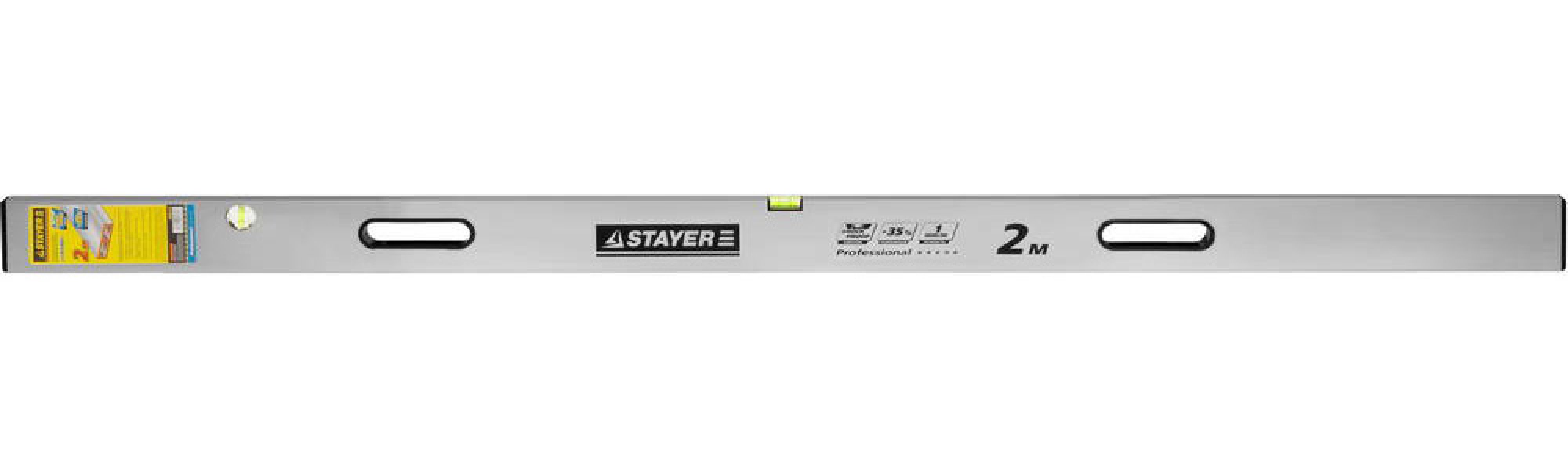 STAYER GRAND Правило с уровнем и ручками 2 м, точность 1 мм м, 2 глазка, (10752-2.0)