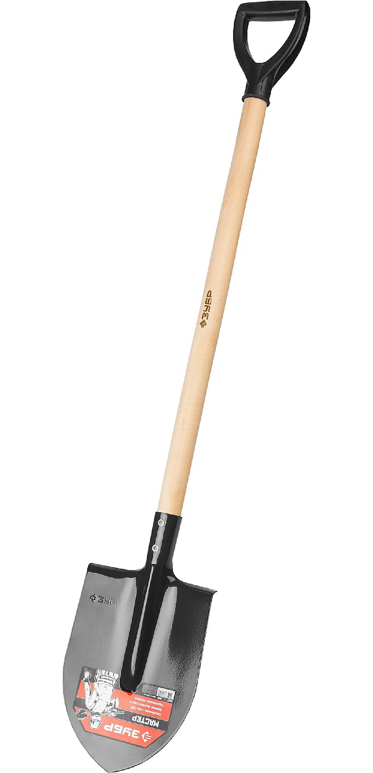 Штыковая лопата ЗУБР МАСТЕР, ЛКО, деревянный черенок с рукояткой, 1200 мм (39572)