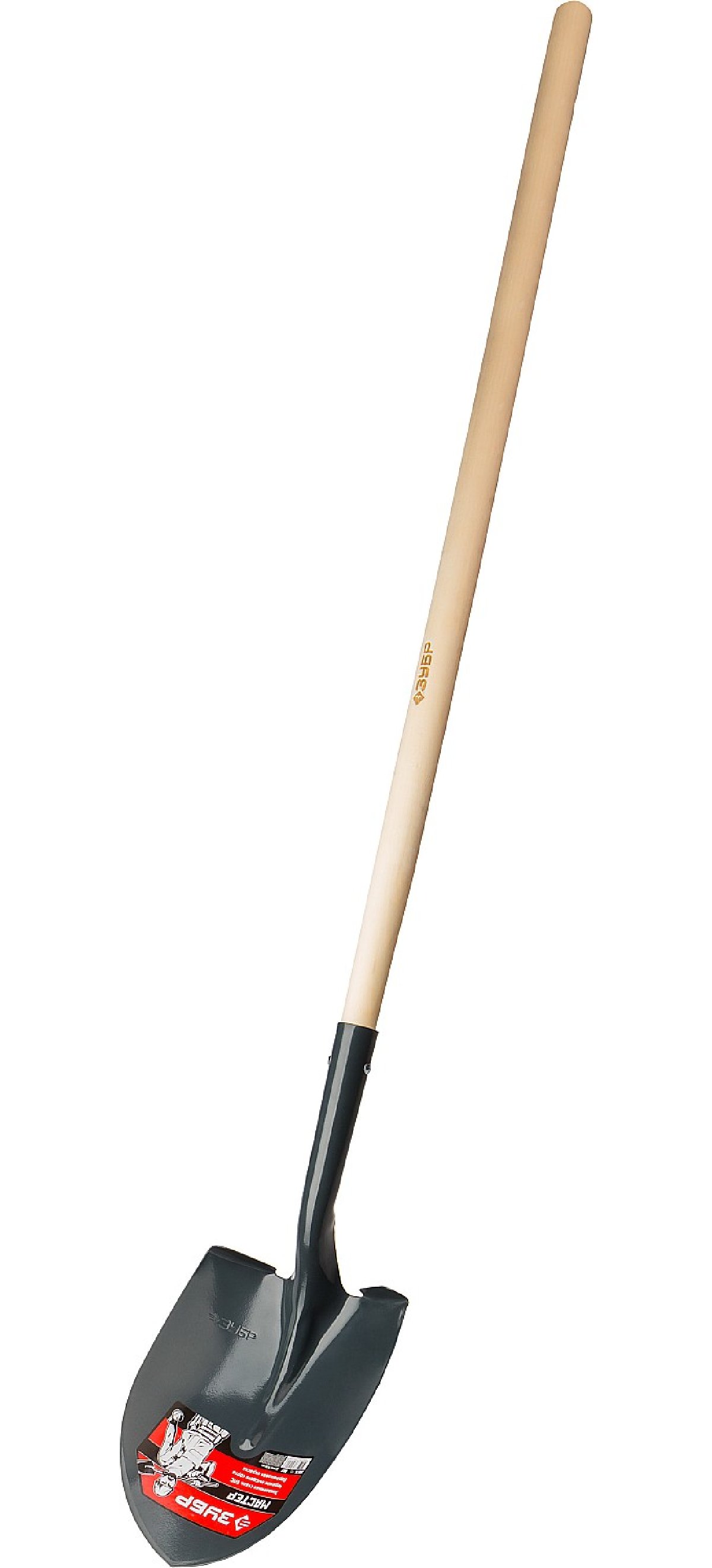 Штыковая лопата для земляных работ ЗУБР МАСТЕР, ЛСГ, деревянный черенок, 1500 мм (39575)