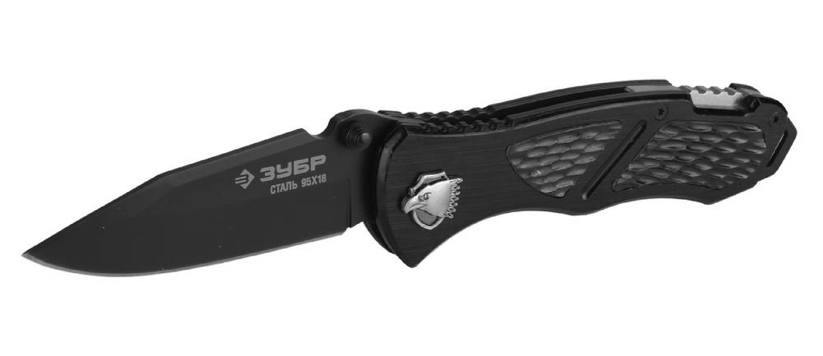 Складной нож ЗУБР Метеор 200 мм лезвие 82 мм механизм ускоренного открытия металлическая рукоятка (47718)