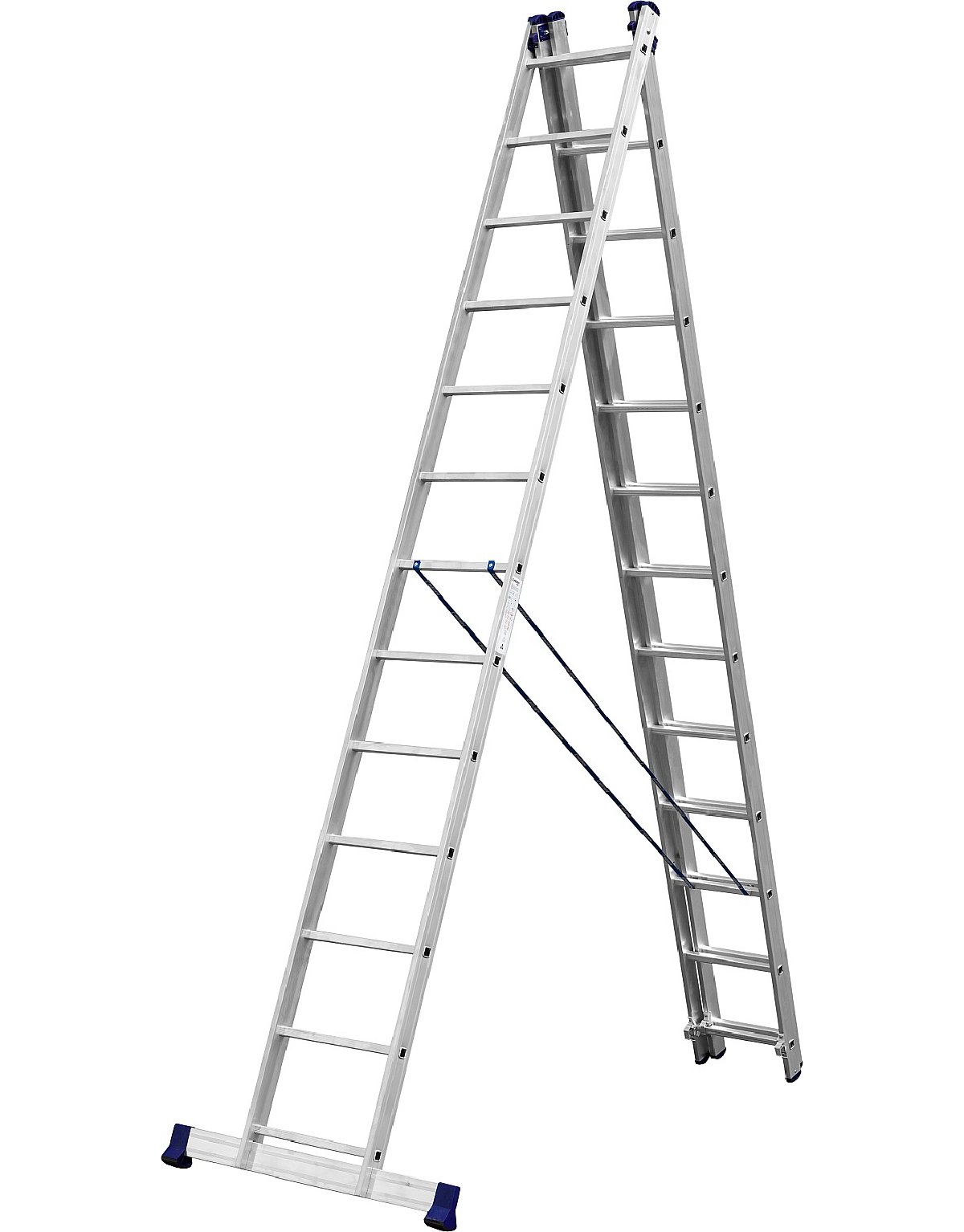 Трехсекционная лестница СИБИН, 13 ступеней, со стабилизатором, алюминиевая, (38833-13)