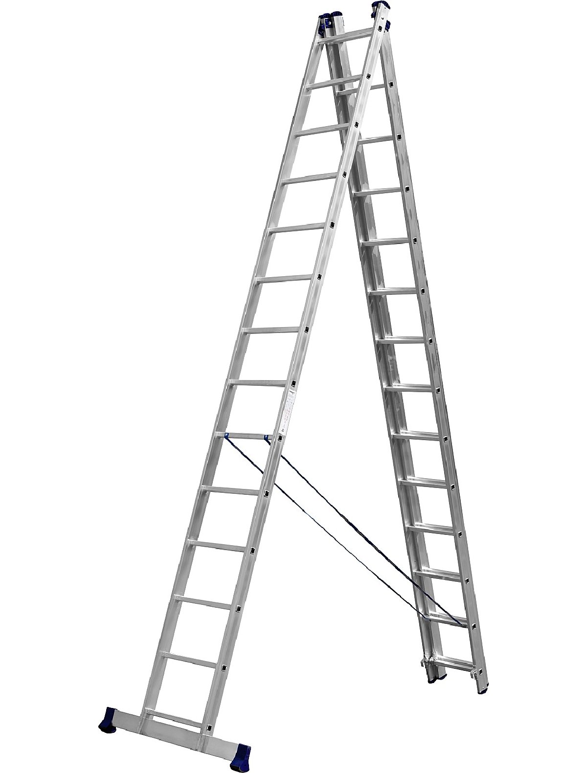 Трехсекционная лестница СИБИН, 14 ступеней, со стабилизатором, алюминиевая, (38833-14)