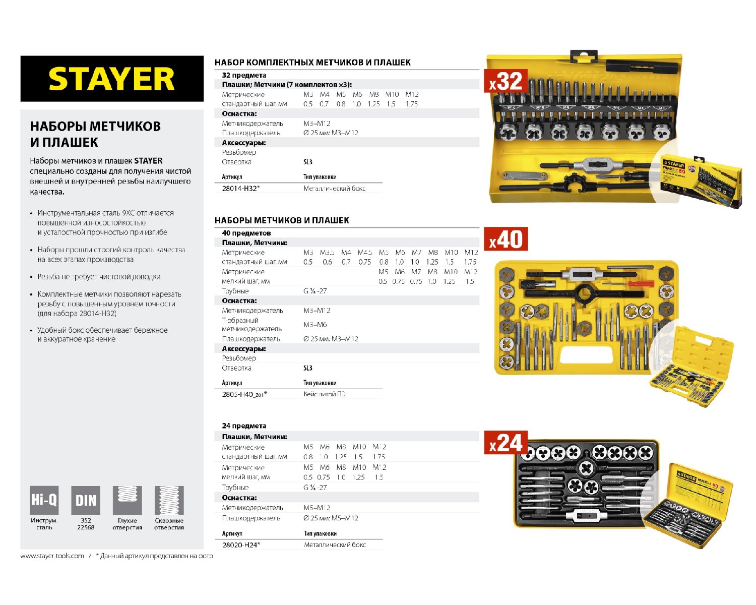 STAYER MaxCut 40 предметов, набор метчиков и плашек, инструментальная сталь, (2805-H40_z01)