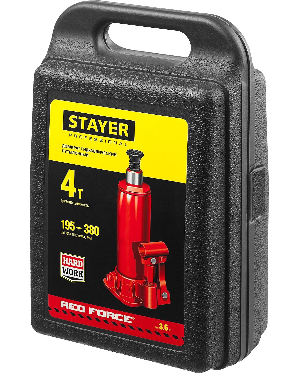 Гидравлический бутылочный домкрат в кейсе STAYER RED FORCE 4т 194-372 мм 43160-4-К (43160-4-K_z01)