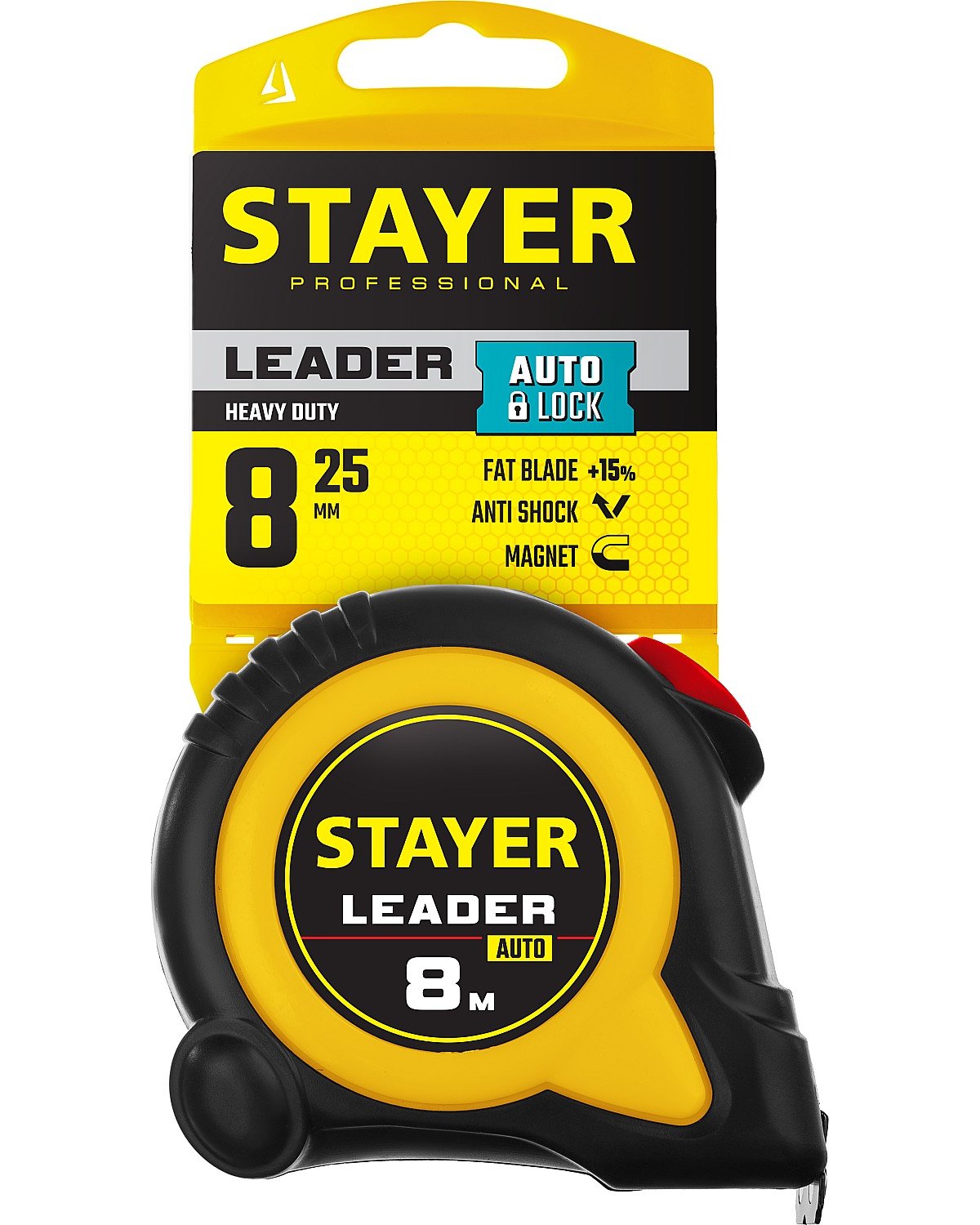 Рулетка с автостопом STAYER Leader 8м х 25мм (3402-08-25_z01)