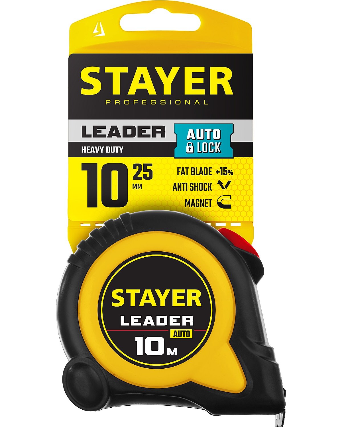 Рулетка с автостопом STAYER Leader 10м х 25мм (3402-10-25)