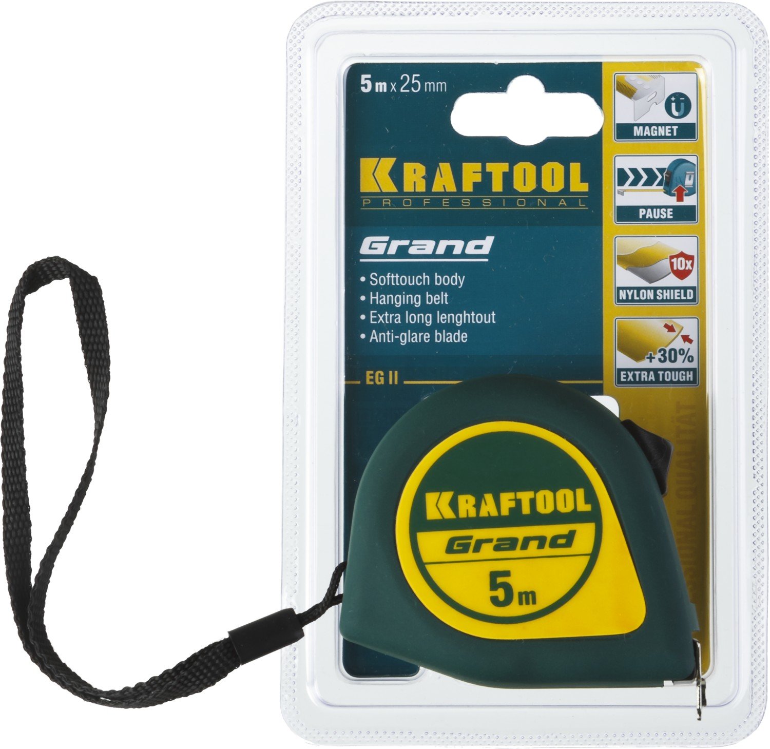 Рулетка KRAFTOOL Grand 5м х 25мм 34022-03-25 (34022-05-25)