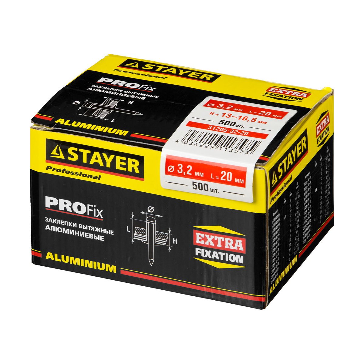 Алюминиевые заклепки STAYER Pro-FIX Professional 3.2 х 20 мм 500 шт. (31205-32-20)