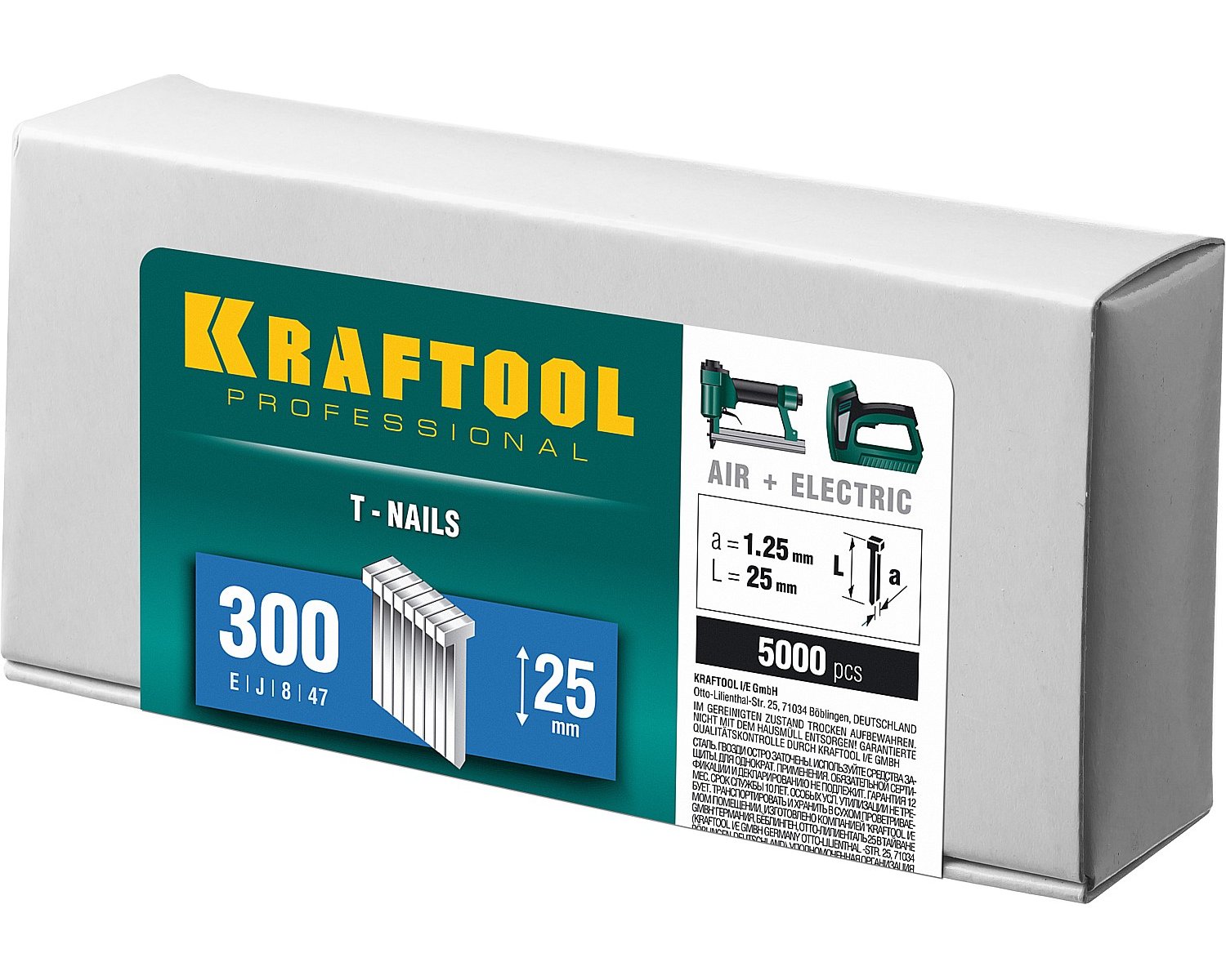 Гвозди для нейлера KRAFTOOL тип 300 25 мм 5000 шт. (31785-25)