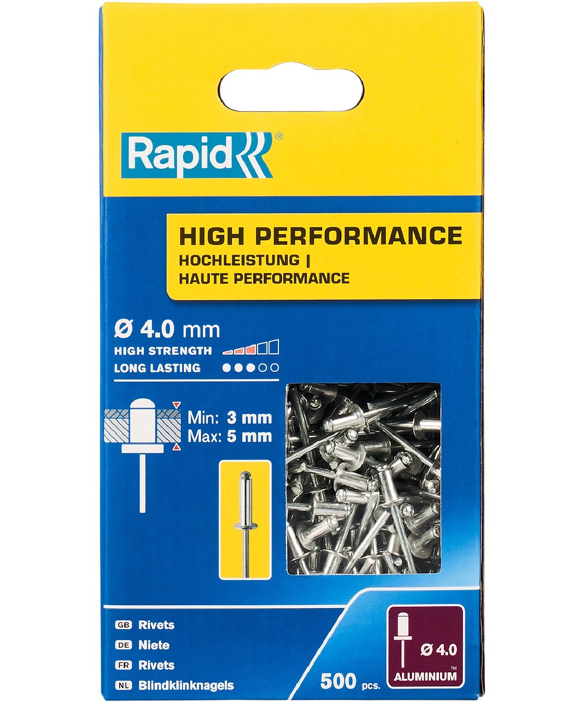 RAPID R High-performance-rivet заклепка из алюминия d4.0x8 мм, 500 шт (5001432)