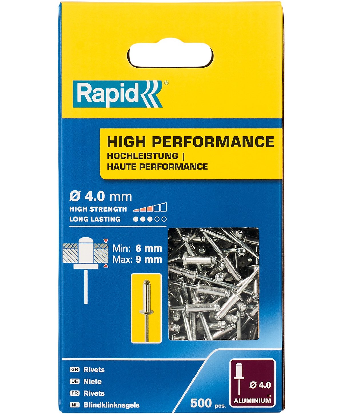 RAPID R High-performance-rivet заклепка из алюминия d4.0x12 мм, 500 шт (5001434)