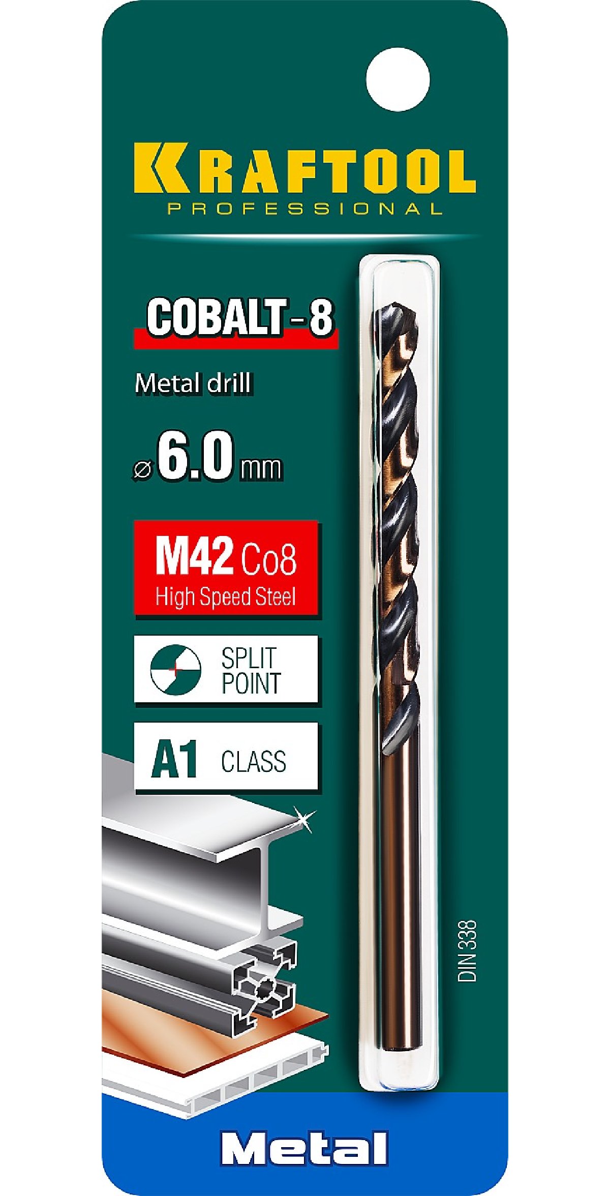 KRAFTOOL COBALT 6.0 х93мм, Сверло по металлу HSS-Co(8проц.), сталь М42(S2-10-1-8), (29656-6)