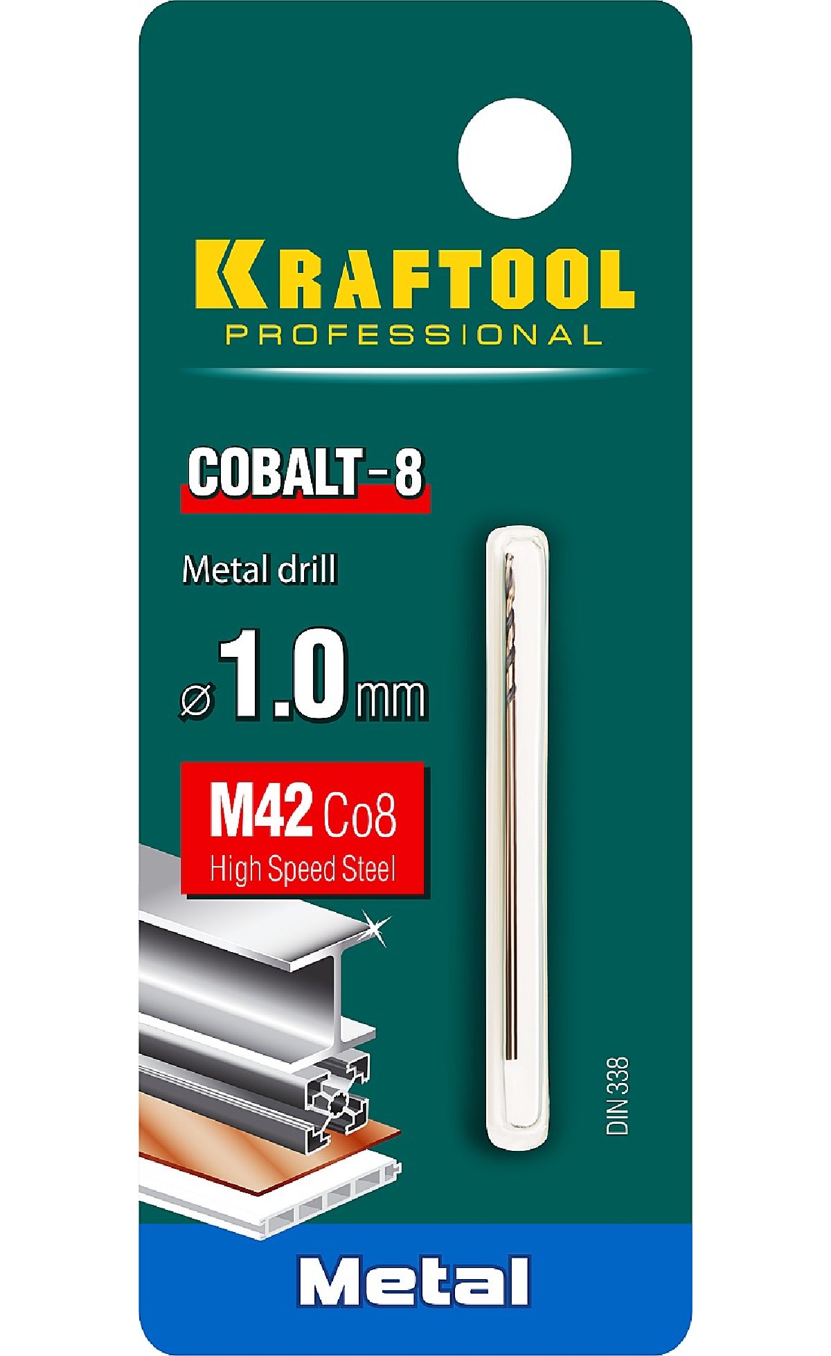 KRAFTOOL COBALT 1.0 х40мм, Сверло по металлу HSS-Co(8проц.), сталь М42(S2-10-1-8), (29656-1)