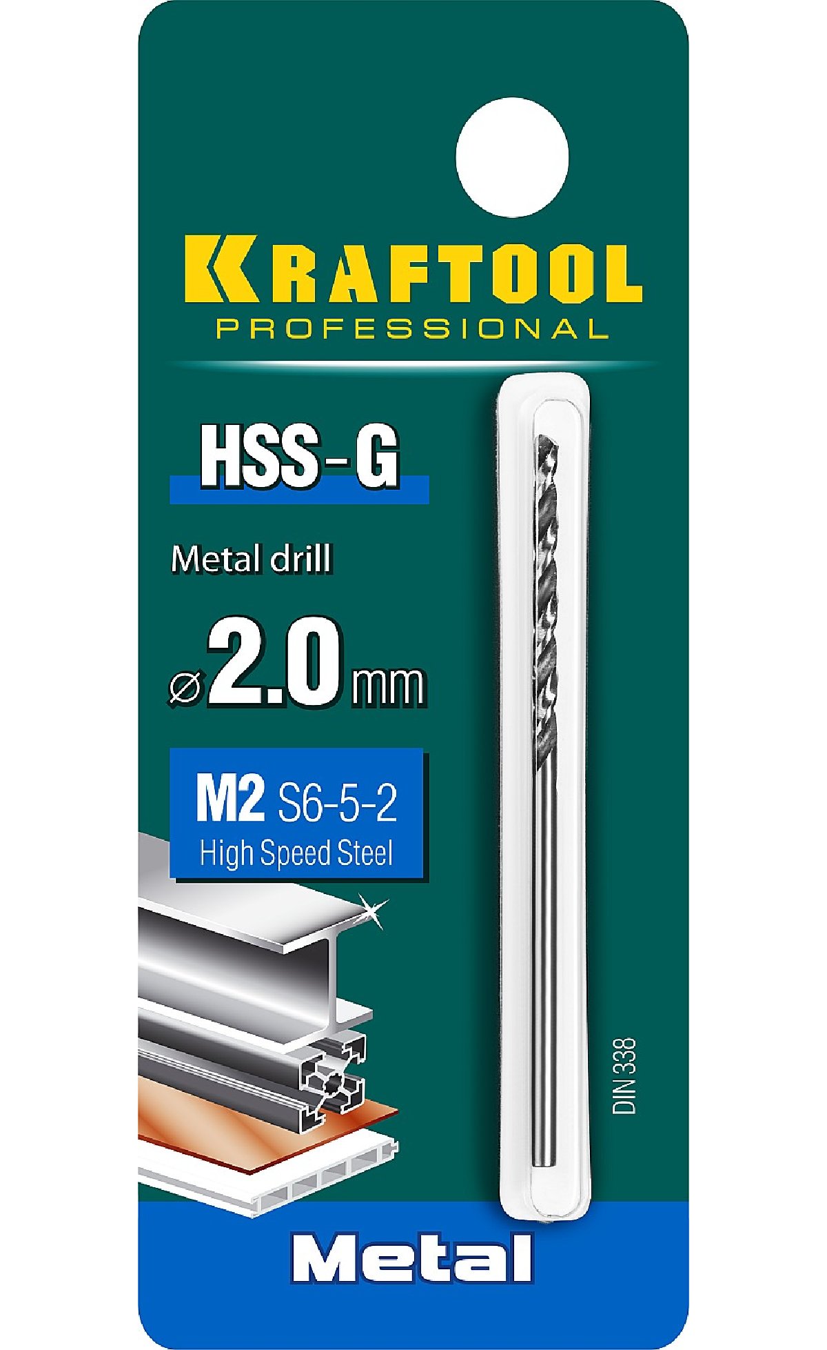 KRAFTOOL HSS-G 2.0 х49мм, Сверло по металлу HSS-G, сталь М2(S6-5-2), (29651-2)