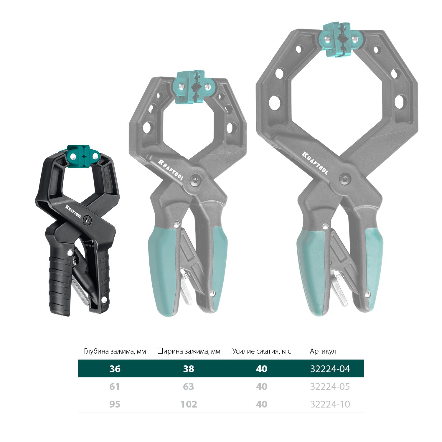 Зажимная струбцина 38х38 мм KRAFTOOL RC-38, (32224-04)