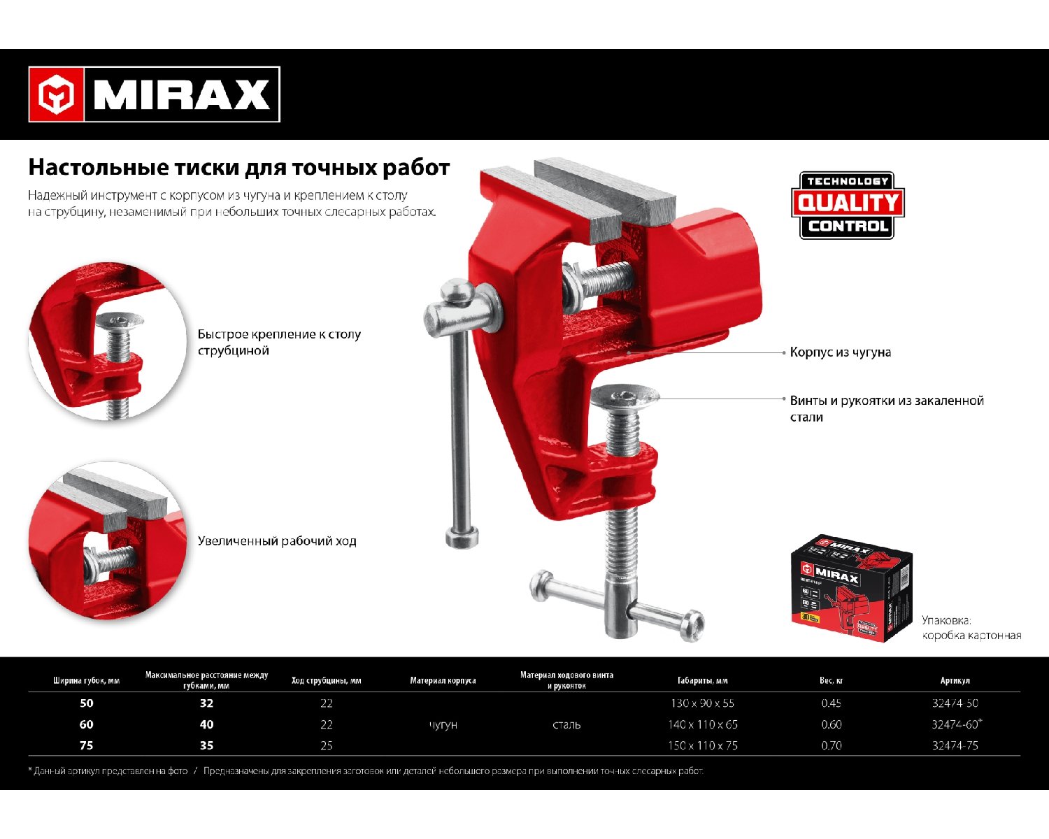 MIRAX, 50 мм, настольные тиски для точных работ (32474-50)