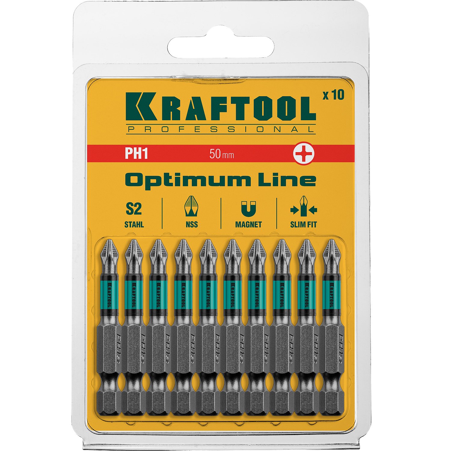 Биты KRAFTOOL Optimum Line PH1 50 мм 10 шт. (26122-1-50-10)