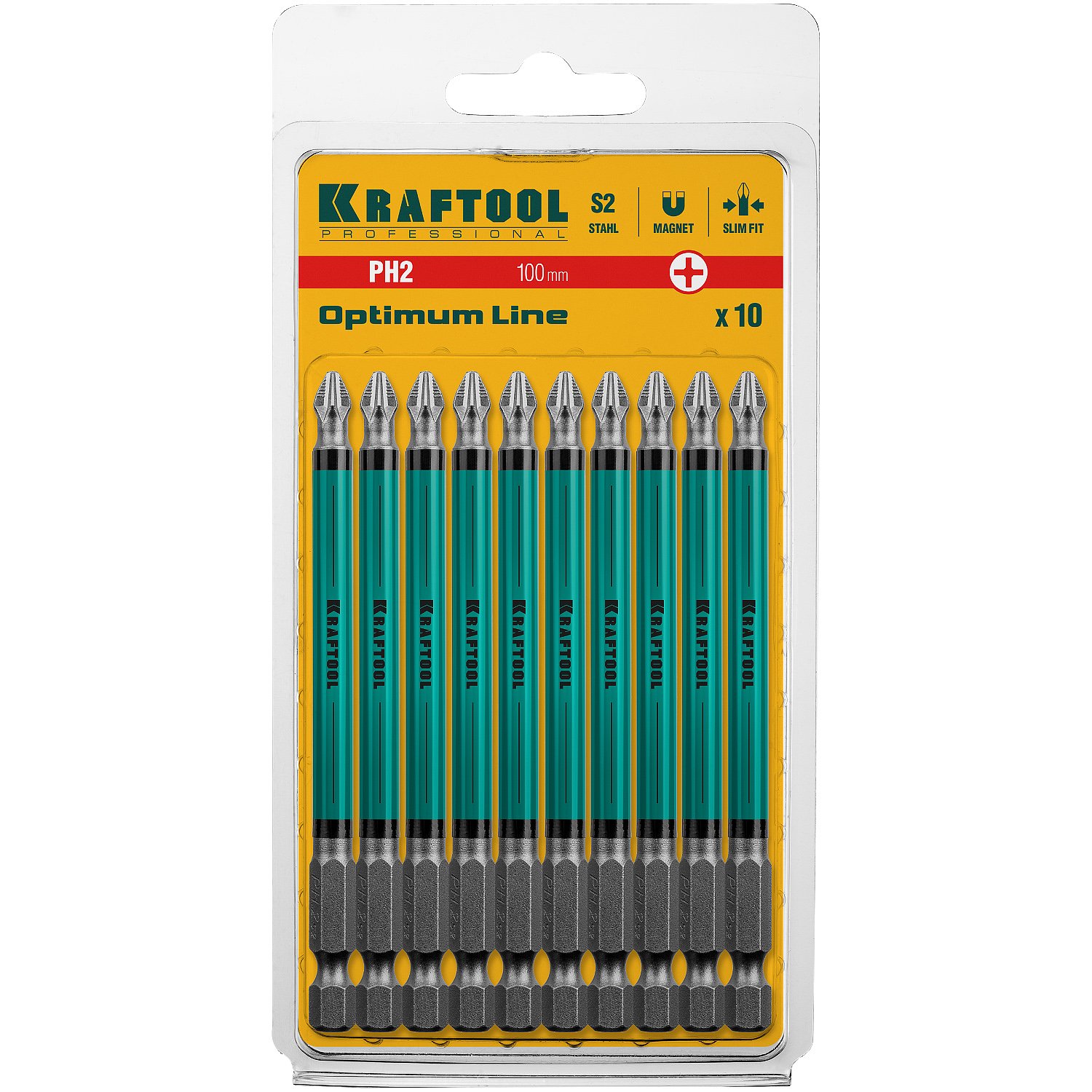 Биты KRAFTOOL Optimum Line PH2 100 мм 10 шт. (26122-2-100-10)