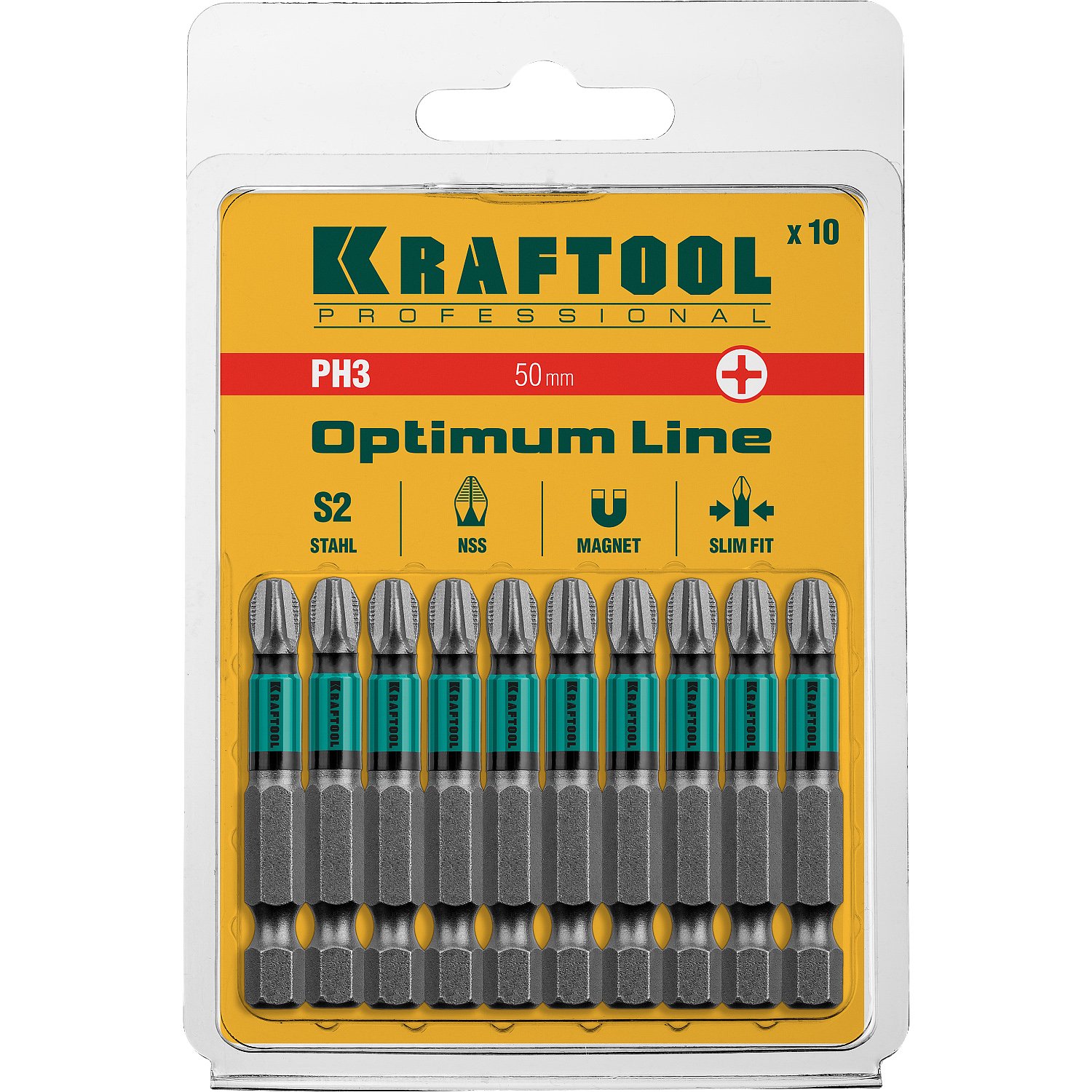 Биты KRAFTOOL Optimum Line PH3 50 мм 10 шт. (26122-3-50-10)