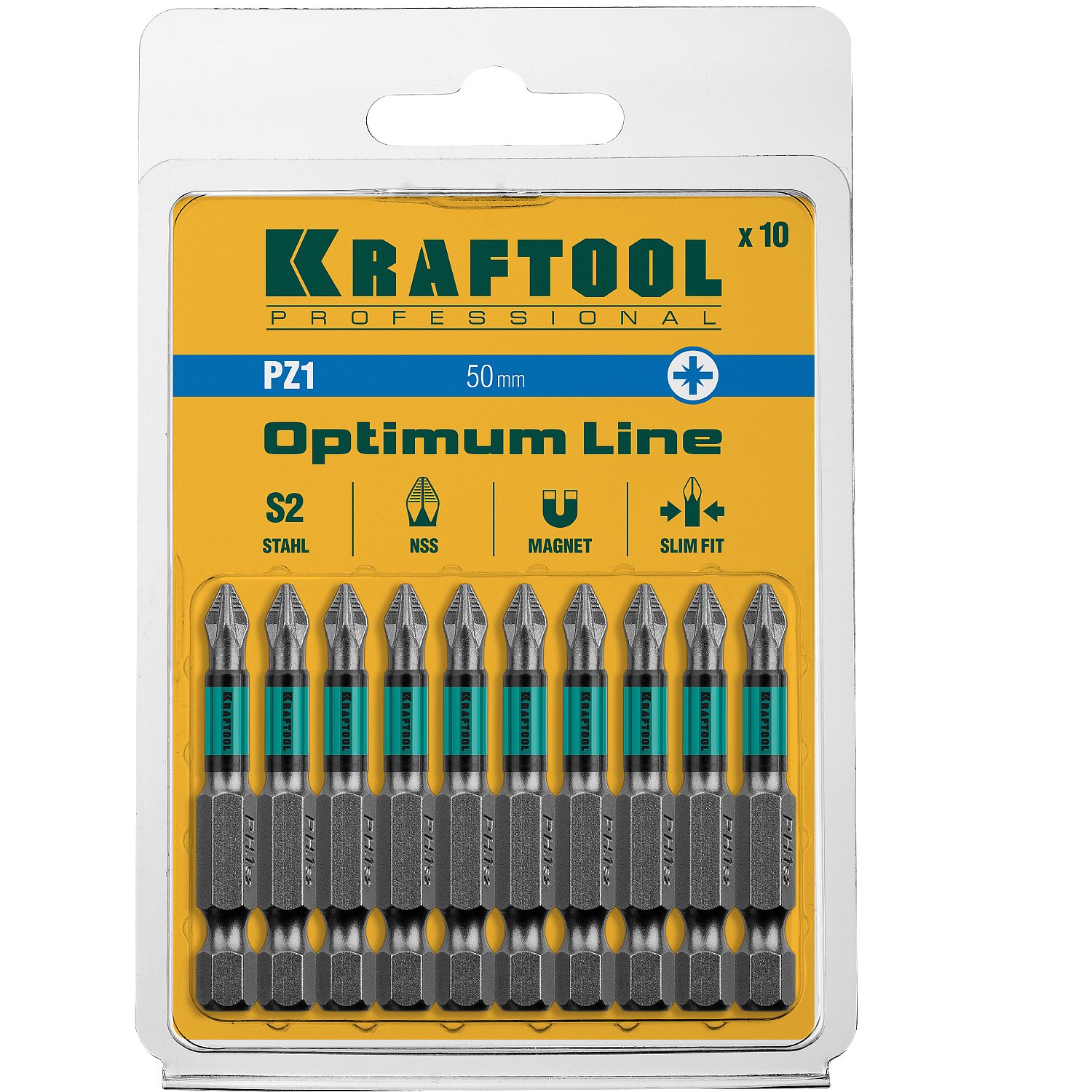 Кованые биты KRAFTOOL Optimum Line PZ1 50 мм 10 шт. (26124-1-50-10)