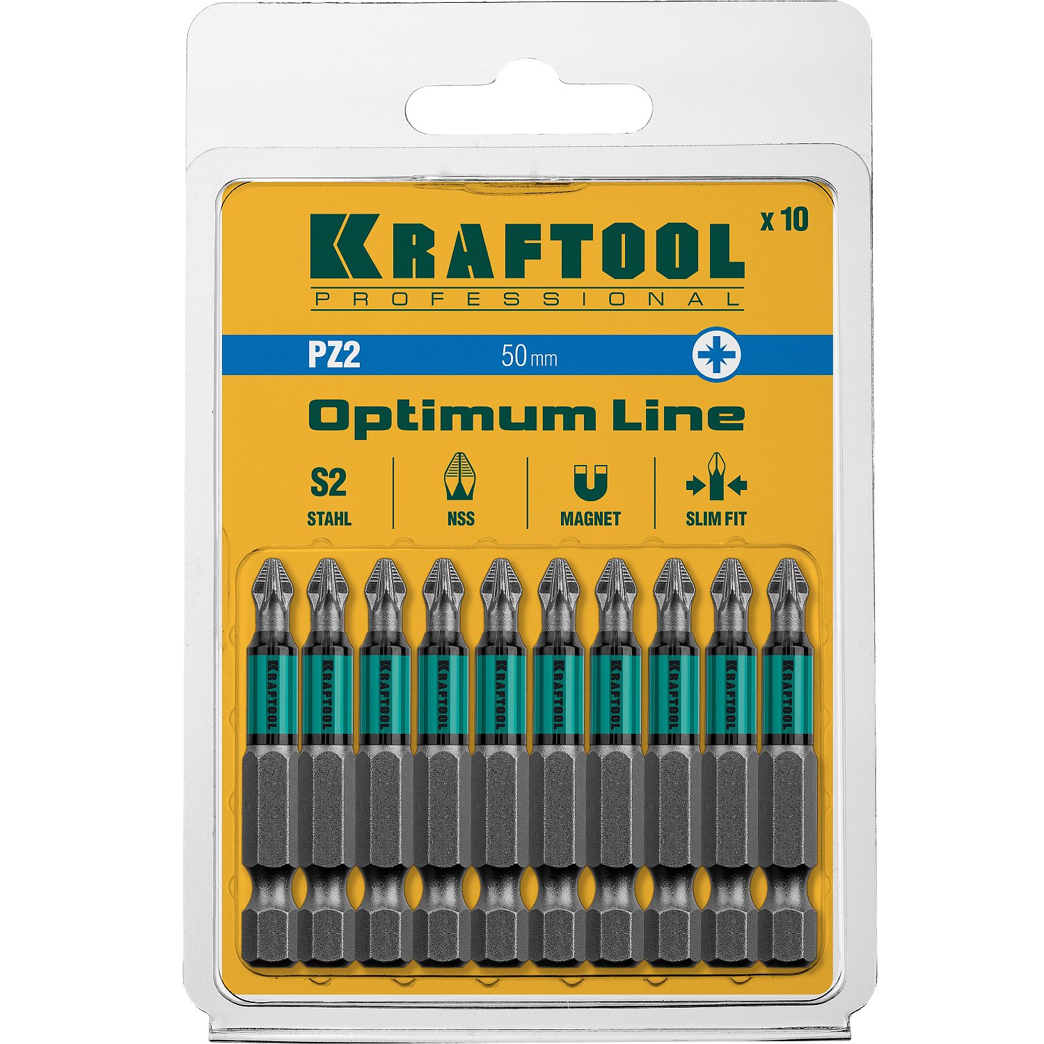 Кованые биты KRAFTOOL Optimum Line PZ2 50 мм 10 шт. (26124-2-50-10)