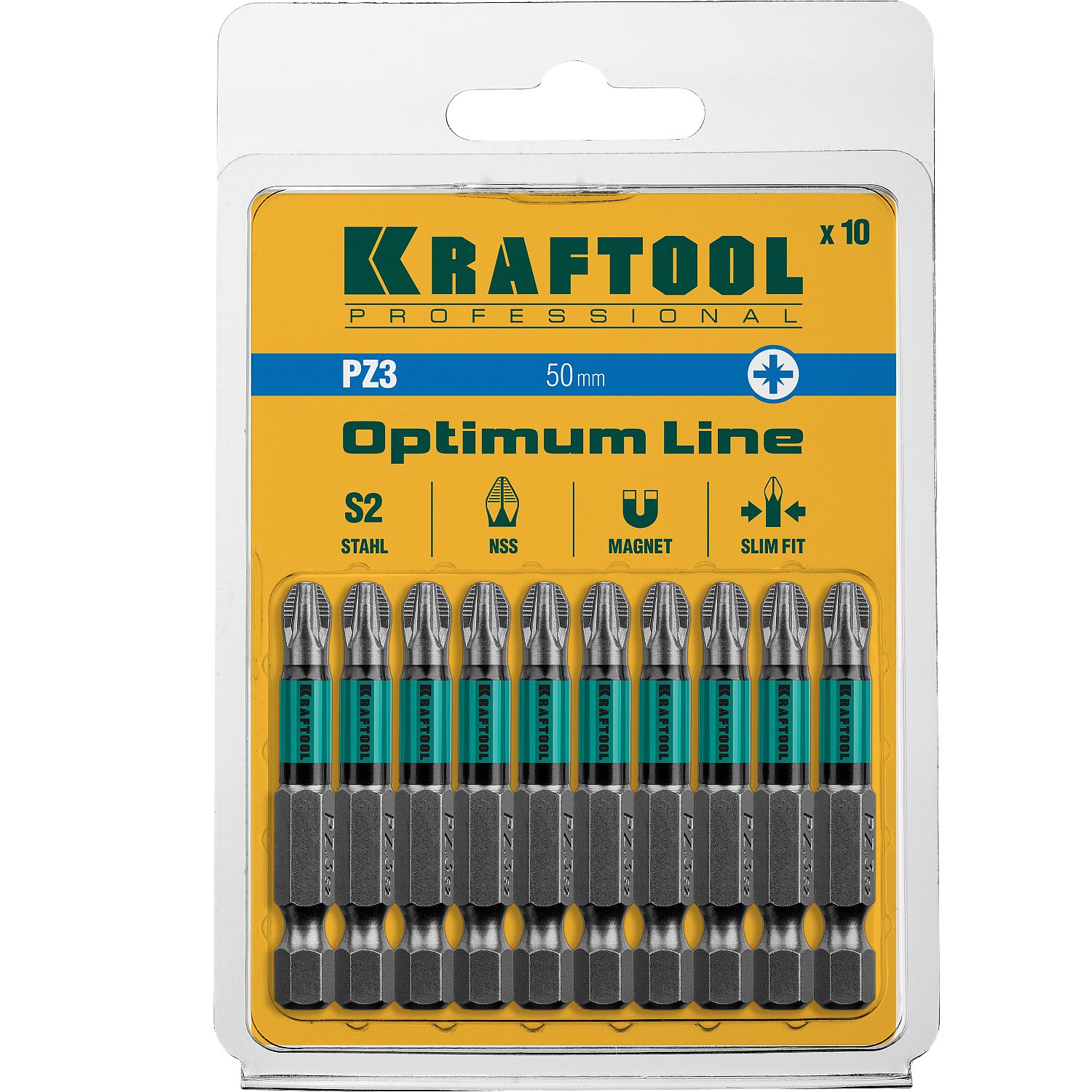 Кованые биты KRAFTOOL Optimum Line PZ3 50 мм 10 шт. (26124-3-50-10)