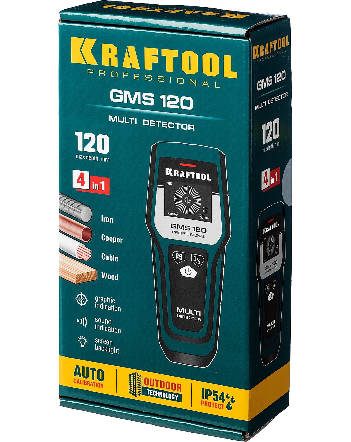 Универсальный детектор KRAFTOOL GMS 120 ЖК дисплей (45298)