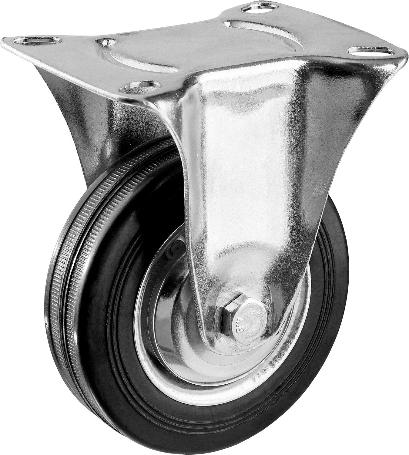 Неповоротное колесо резина металл игольчатый подшипник ЗУБР Профессионал d 100 мм г п 70 кг (30936-100-F)