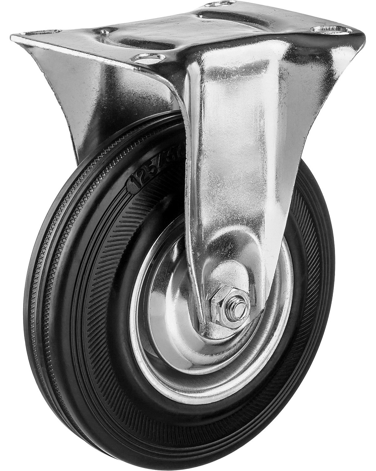 Неповоротное колесо резина металл игольчатый подшипник ЗУБР Профессионал d 125 мм г п 100 кг (30936-125-F)