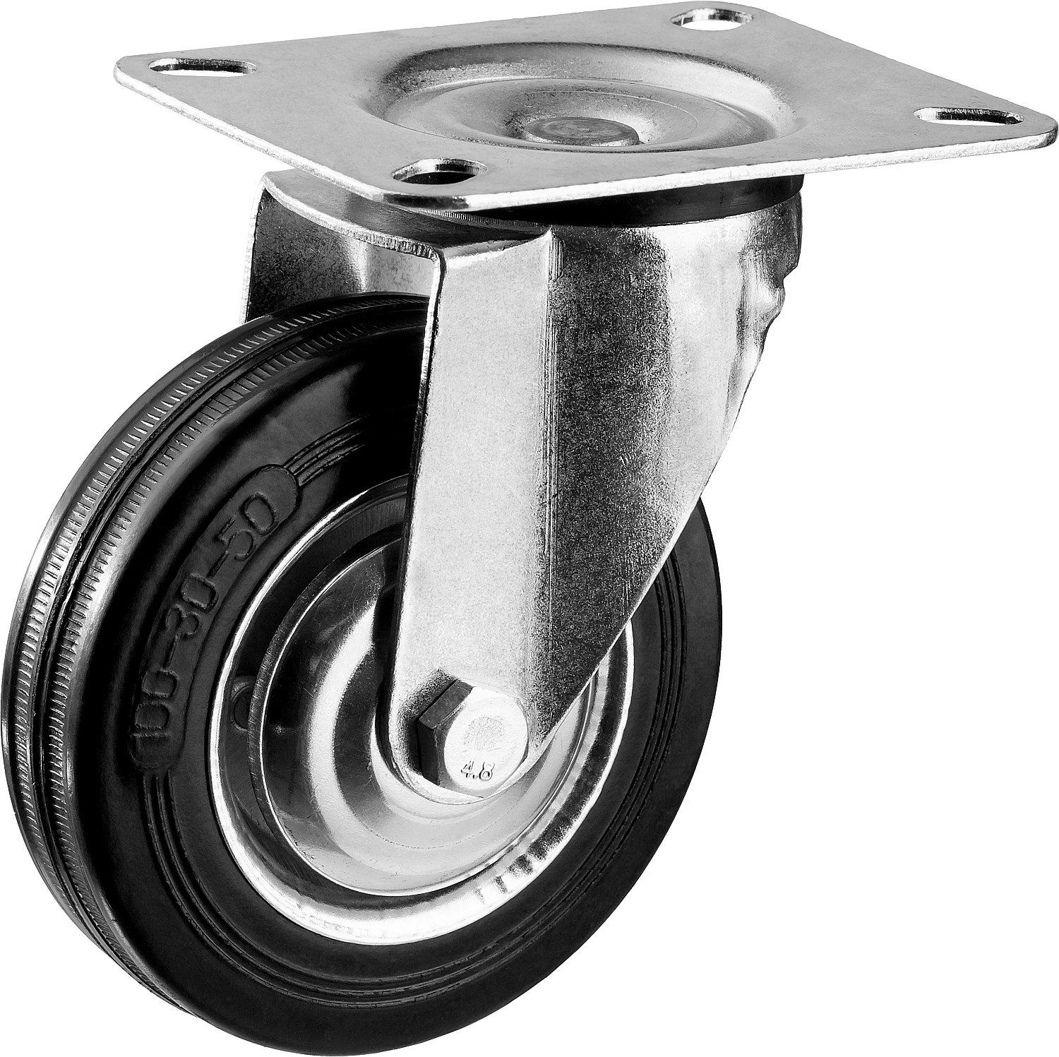Поворотное колесо резина металл игольчатый подшипник ЗУБР Профессионал d 100 мм г п 70 кг (30936-100-S)