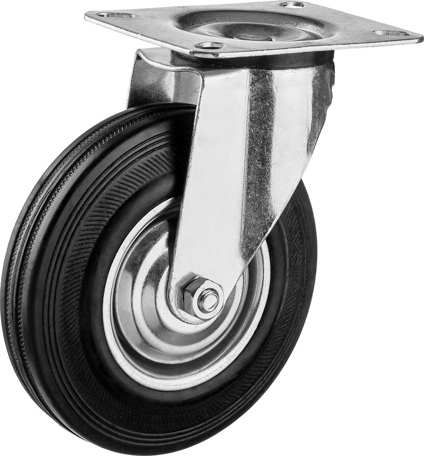 Поворотное колесо резина металл игольчатый подшипник ЗУБР Профессионал d 125 мм г п 100 кг (30936-125-S)