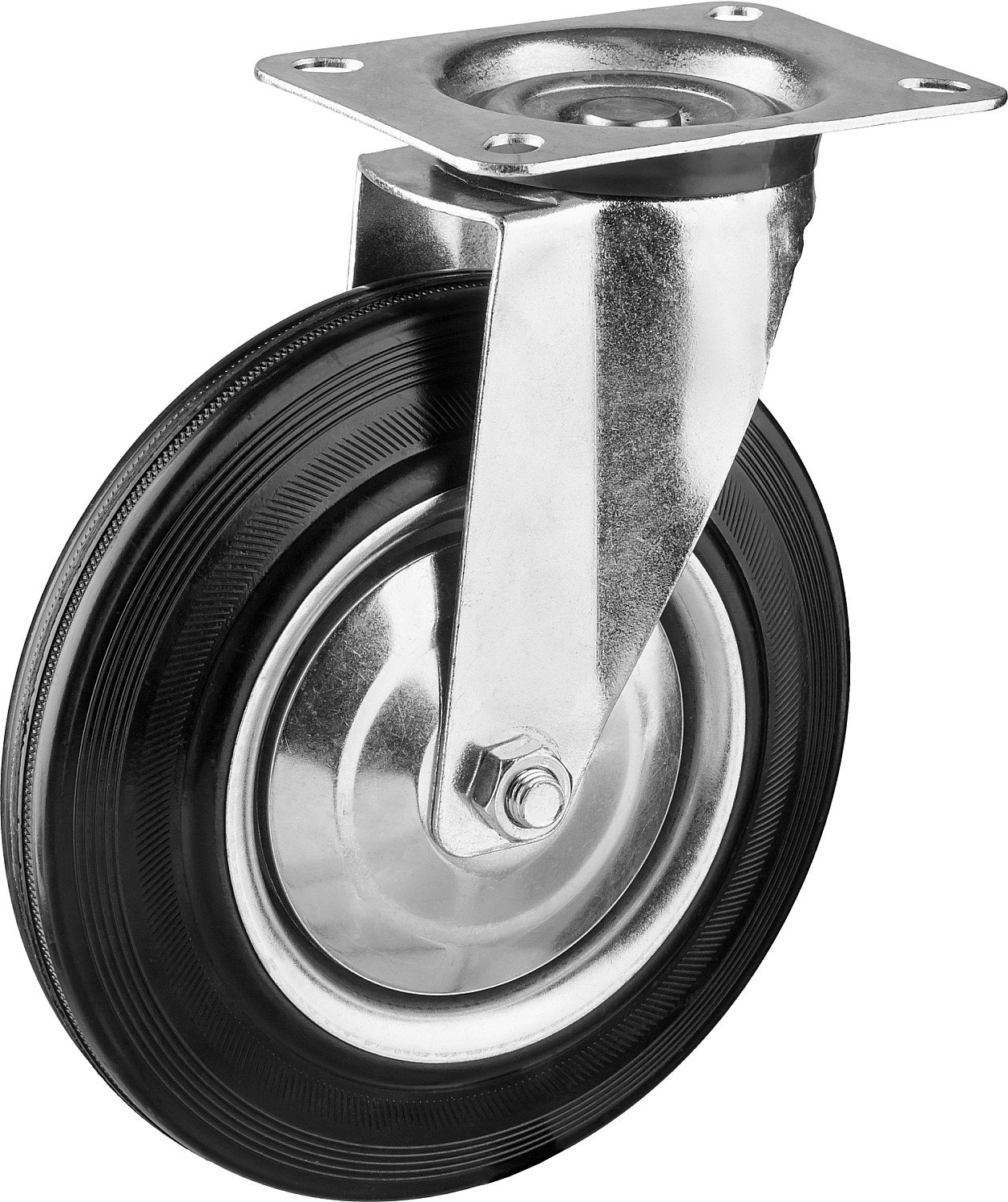 Поворотное колесо резина металл игольчатый подшипник ЗУБР Профессионал d 200 мм г п 185 кг (30936-200-S)