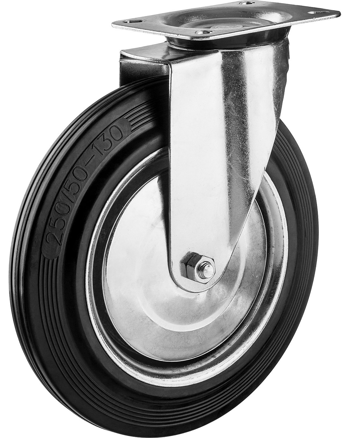 Поворотное колесо резина металл игольчатый подшипник ЗУБР Профессионал d 250 мм г п 210 кг (30936-250-S)