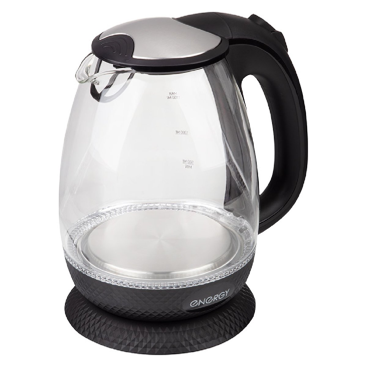 Чайник ENERGY E-250 (1,7 л) стекло, пластик цвет черный (007122)
