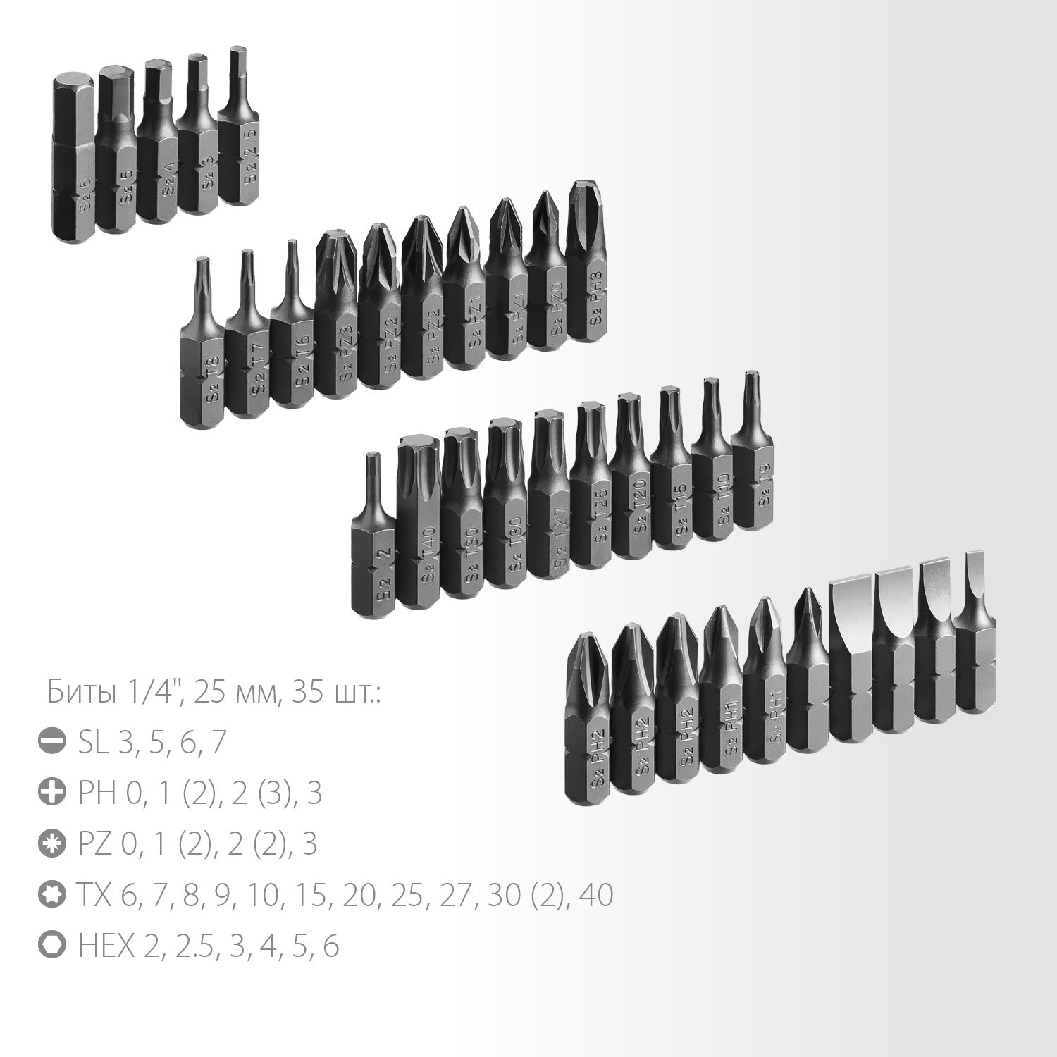Реверсивная отвертка ЗУБР Компакт-37 с насадками 37 шт. (25164-H37_z01)