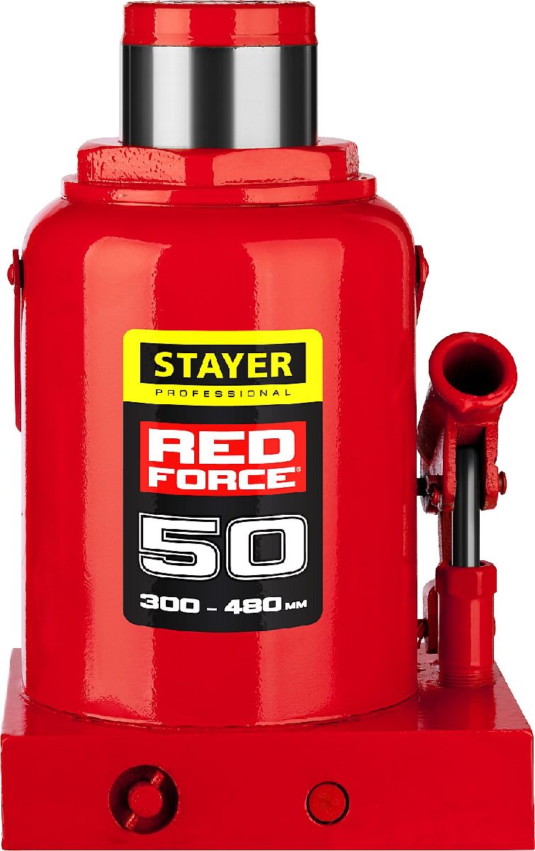 Гидравлический бутылочный домкрат STAYER RED FORCE 50т 300-480 мм (43160-50_z01)