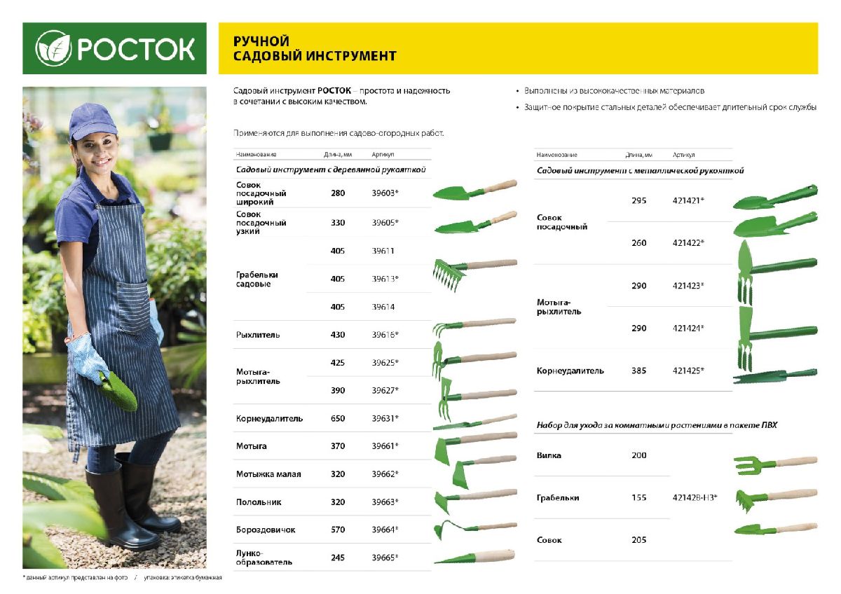 Корнеудалитель РОСТОК 250x45x650 мм, с деревянной ручкой (39631)