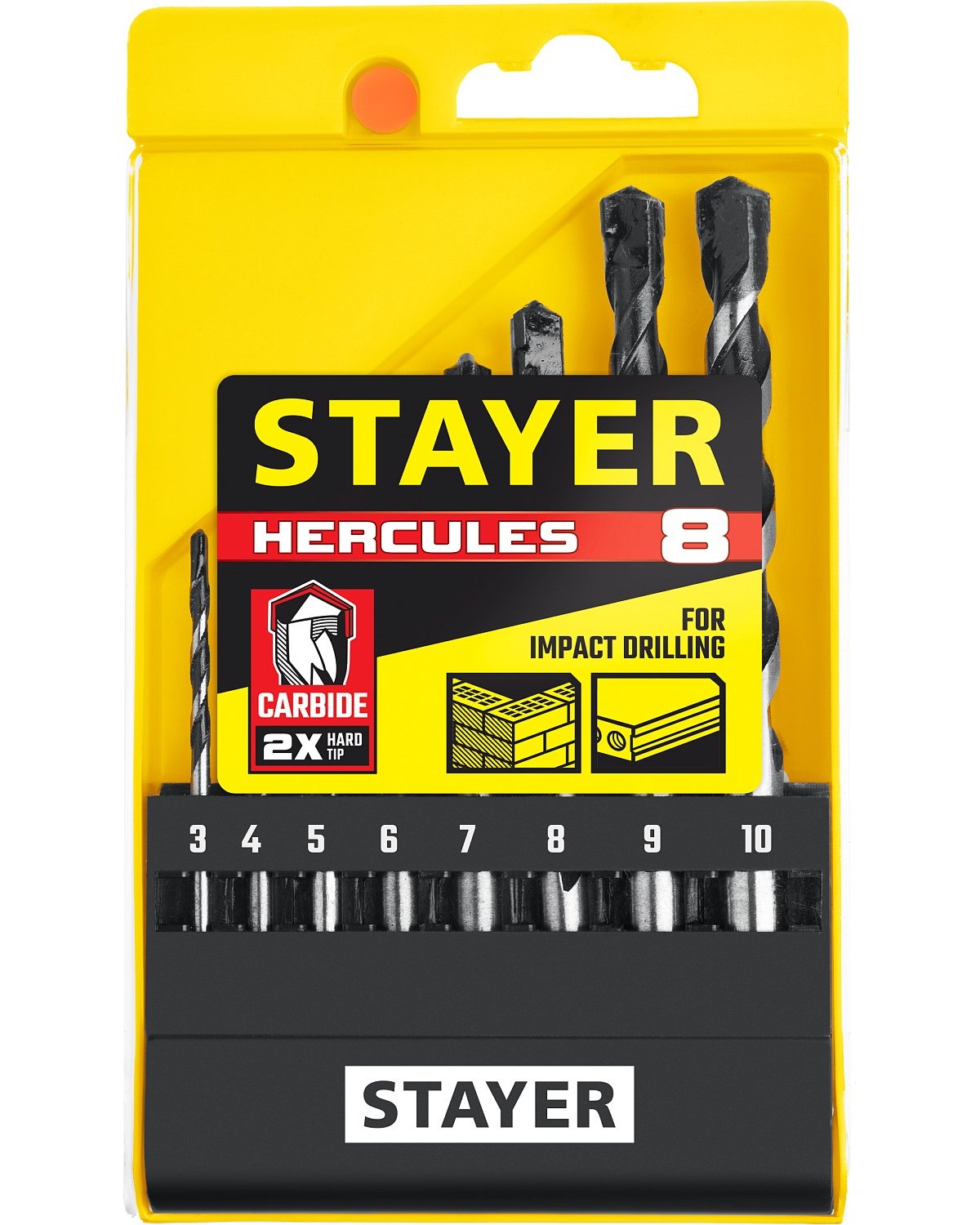 STAYER HERCULES 8 шт d 3-4-5-6-7-8-9-10 мм набор сверл по бетону PROFESSIONAL, _z02 (2915-H8_z02)