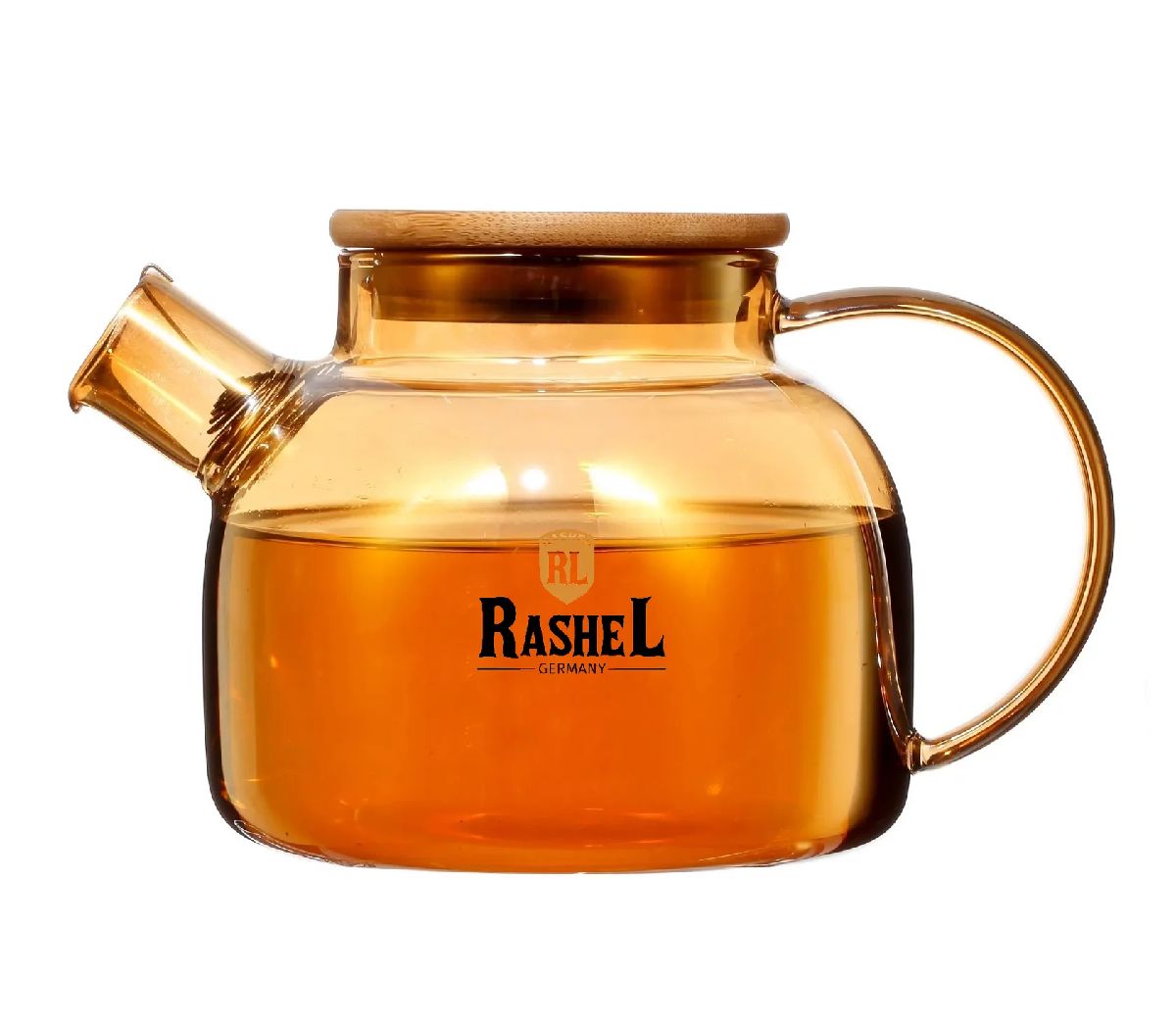 Чайник заварочный RASHEL R8352, боросиликатное стекло, 0.5 л, янтарный