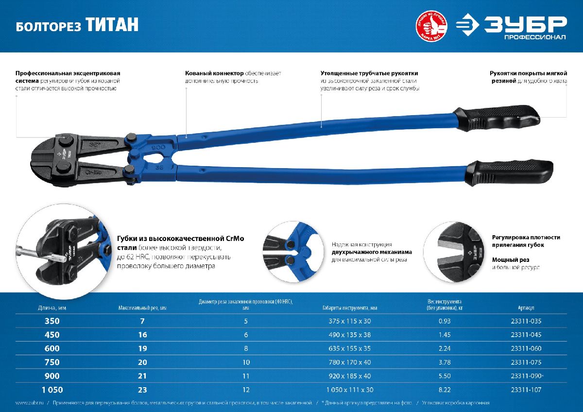 Болторез ЗУБР Профессионал Титан 350 мм (23311-035_z02)