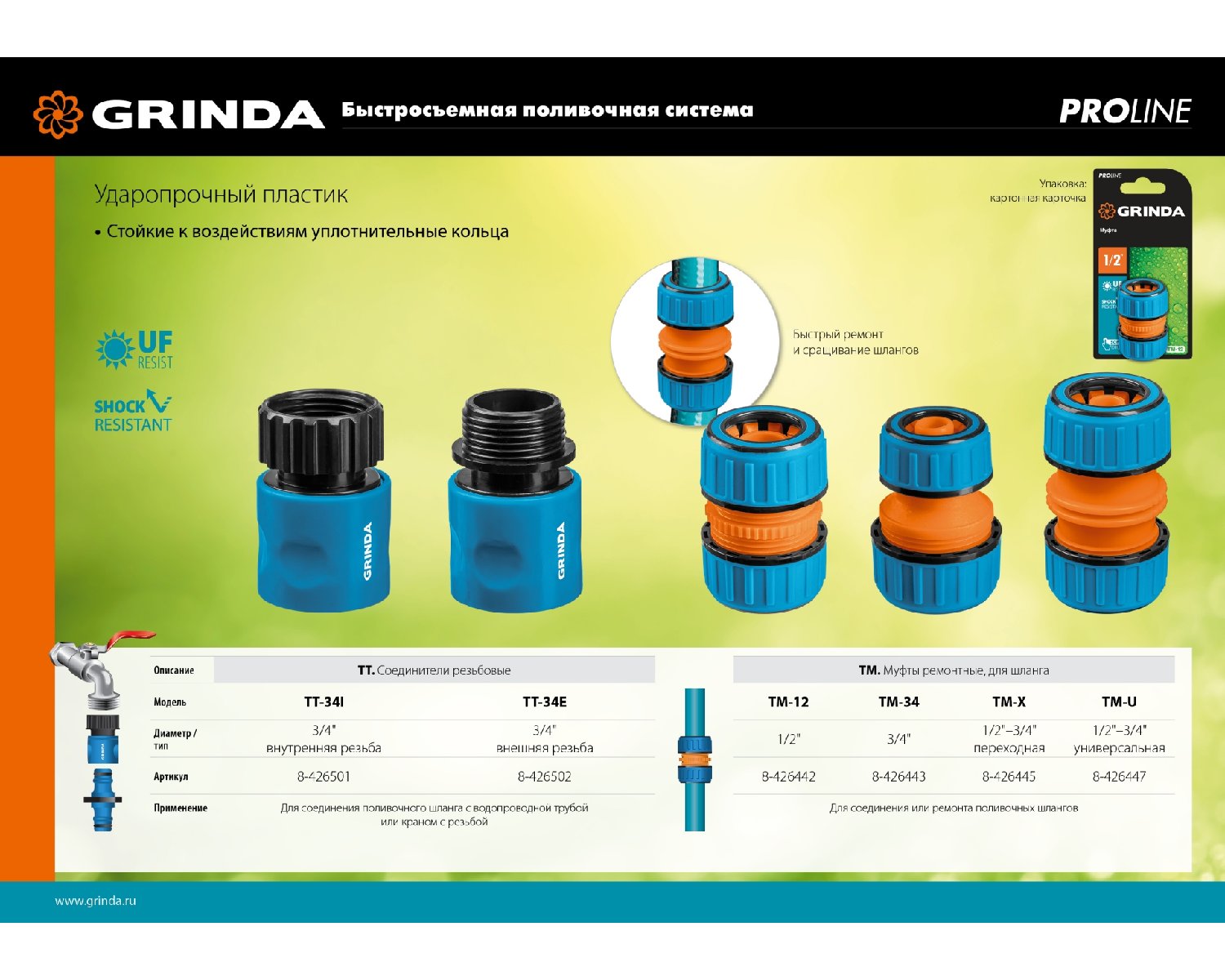 Ремонтная муфта GRINDA PROLine TM-34 для шланга, 3 4 , пластиковая с TPR (8-426443_z01)