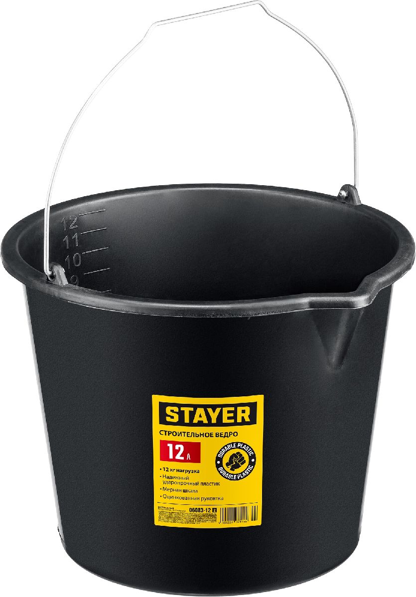 STAYER STRONG 12 л, Строительное пластиковое ведро, MASTER (06083-12) (06083-12_z02)