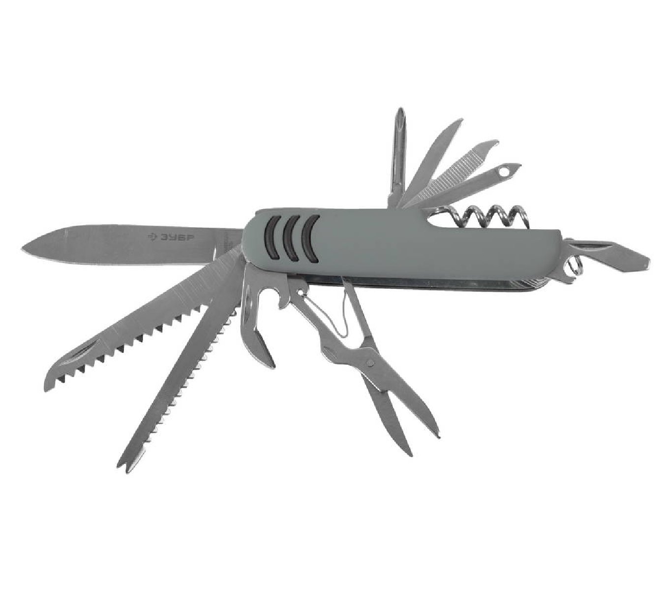 Многофункциональный нож ЗУБР 12 в 1 складной обрезиненная рукоятка 90 мм (47780)
