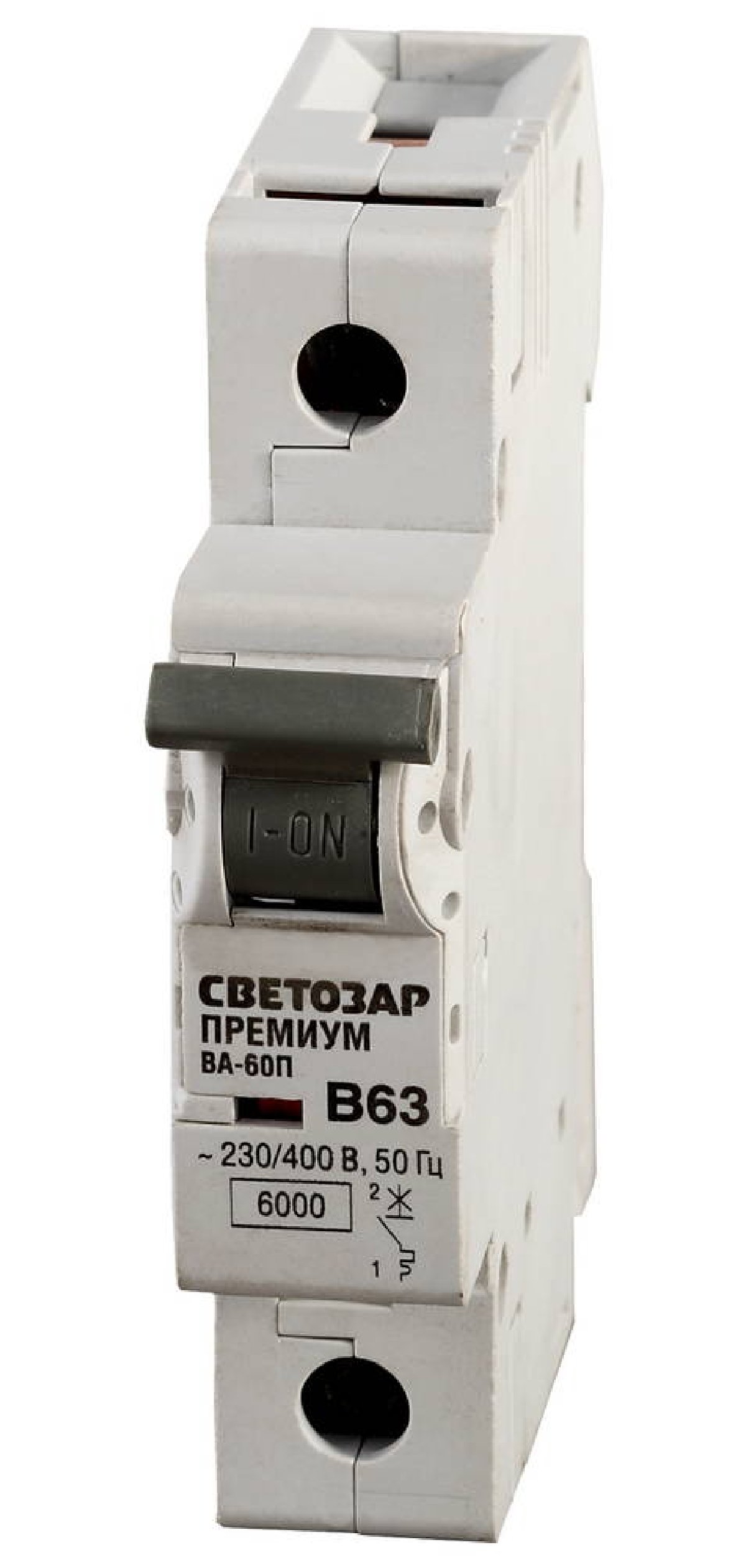 СВЕТОЗАР 1-полюсный, 63 A B откл. сп. 6 кА, 230 400В, Автоматический выключатель () (SV-49011-63-B)