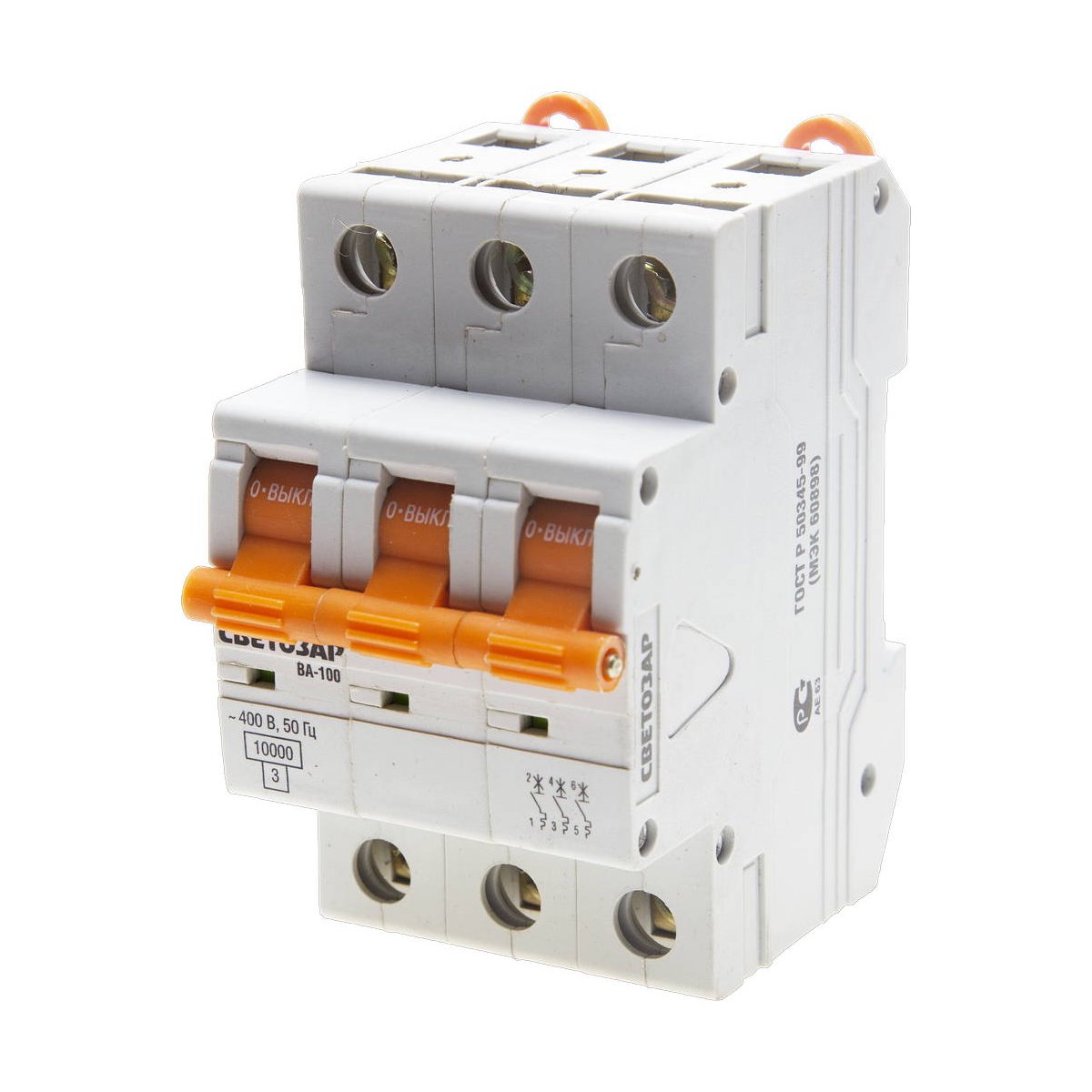 СВЕТОЗАР 3-полюсный, 6 A C откл. сп. 10 кА, 400 В, Автоматический выключатель () (SV-49073-06-C)