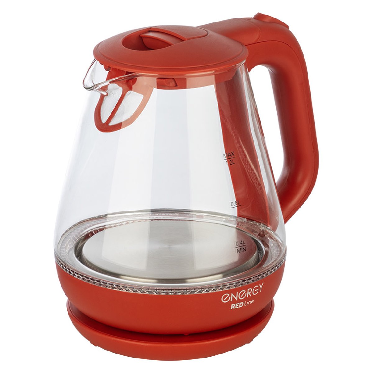 Чайник ENERGY E-205 (1,2 л) стекло, пластик цвет красный (164144)
