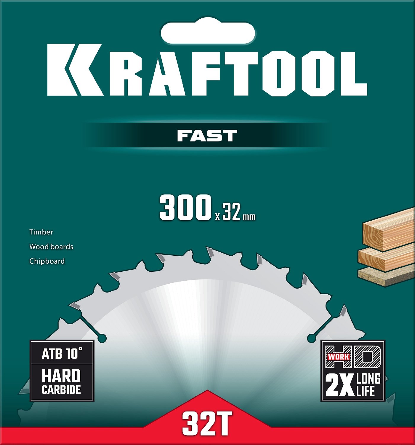 KRAFTOOL Fast 300х32мм 32Т, диск пильный по дереву (36950-300-32)